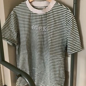 Men’s Striped Guess Shirt | green + white | MEDIUM